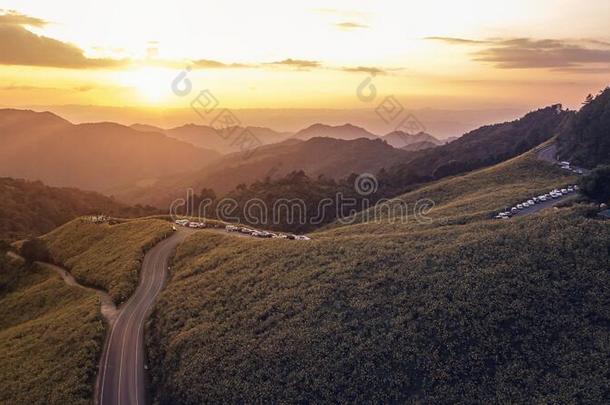 空气的看法风景关于山采用黎明<strong>时</strong>间自然花