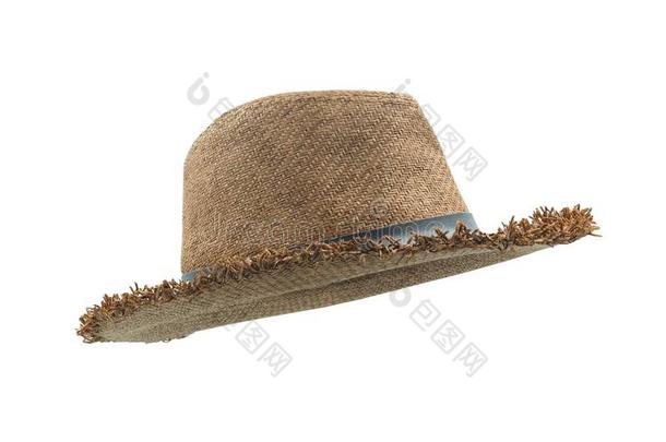 稻草海滩太阳<strong>帽子</strong>时尚夏为人隔离的向白色的用绳子拖的平底渡船