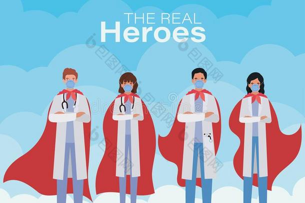人和女人医生英雄和碎谷反对2019ncov病毒