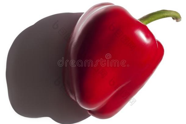 甜的红色的胡椒隔离的向白色的背景和阴影