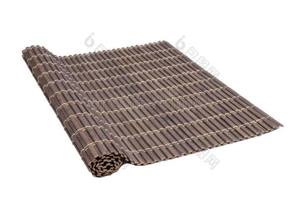 酿酒的竹子席子或地毯f或食物隔离的向指已提到的人白色的