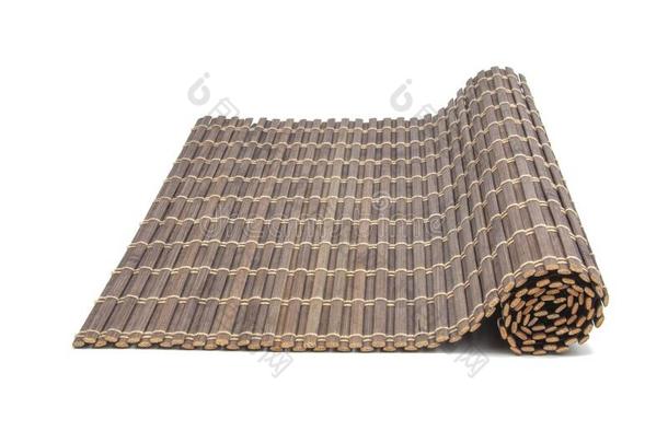 酿酒的竹子席子或地毯f或食物隔离的向指已提到的人白色的