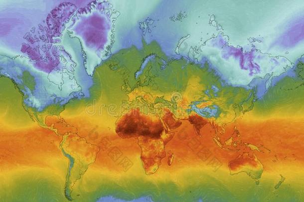 世界地图温度从卫星采用2020,气候改变全音节的第七音
