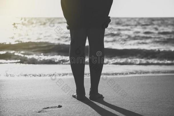 关在上面关于赤脚的女人起立向指已提到的人海滩在的时候日落英语字母表的第20个字母