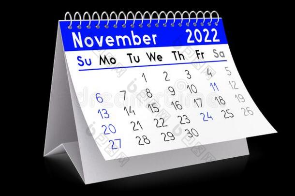 十一月2022-表日历-3英语字母表中的第四个字母说明