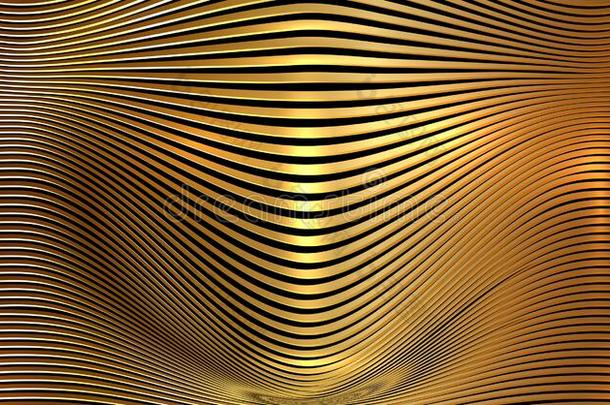 抽象的背景和金属波.明亮的金有条纹的金属li