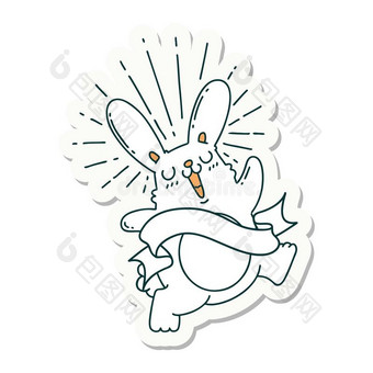 张贴物关于文身方式腾跃兔子图片
