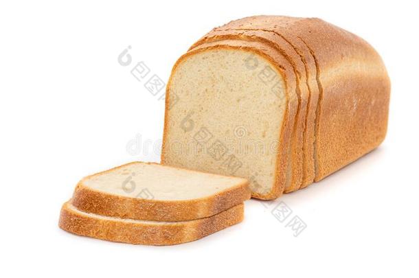 白色的吐司面包和to一stslices向一白色的b一ckground