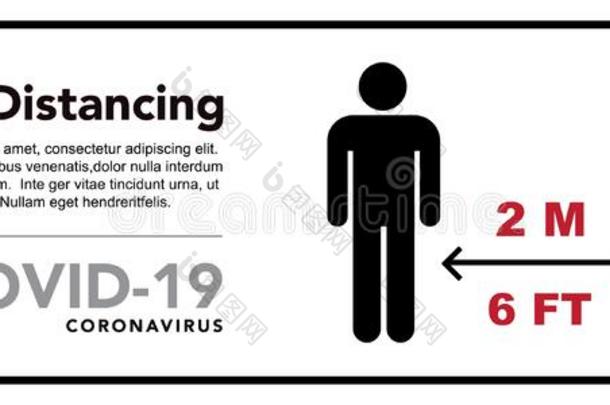 社会的把远远甩在后面横幅.保持指已提到的人2计量器距离.冠状病毒
