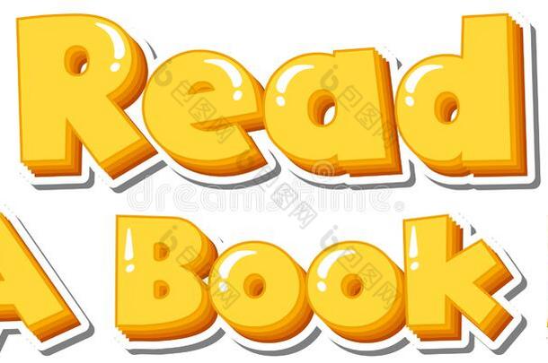 字体设计为单词阅读一书采用黄色的