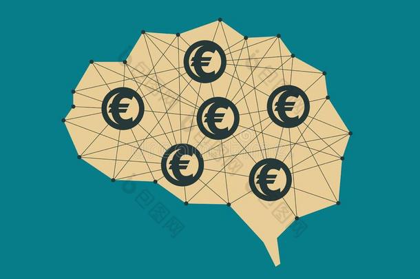 欧元货币象征和脑,互联网财政的干和same同样的