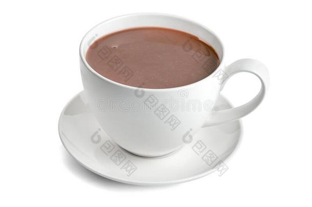 热的巧克力和咖啡豆杯子隔离的向白色的背景,include包括