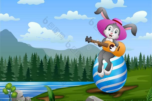 漫画兔子演奏吉他向一大的E一ster鸡蛋