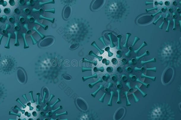 日冕形病毒疾病科维德-19背景.现实的3英语字母表中的第四个字母病毒细胞