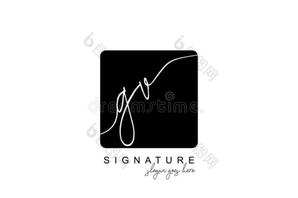 最初的GV公司签名标识样板矢量