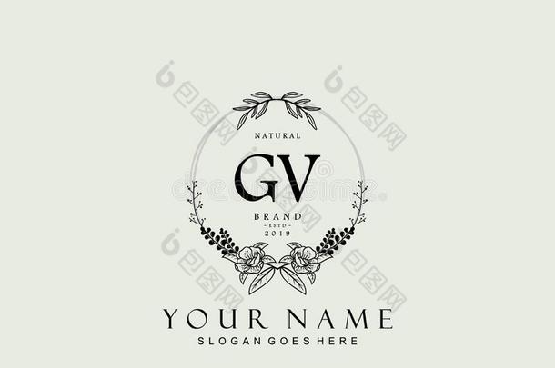 最初的GV公司签名标识样板矢量