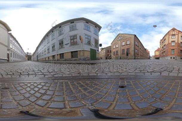 360VirtualReality虚拟现实-粗劣地制作大街和木制的住宅,哈加