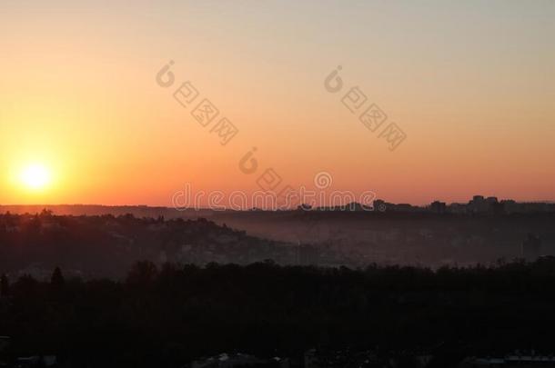 布拉格城市地平线早的在黎明向一早的早晨
