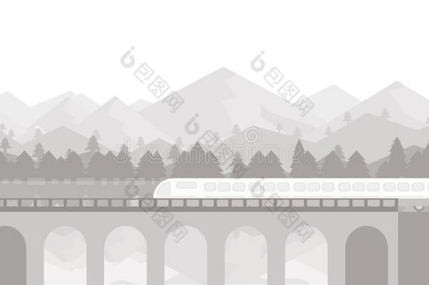 一现代的高的-速度火车交叉一老的桥.一现代的火车