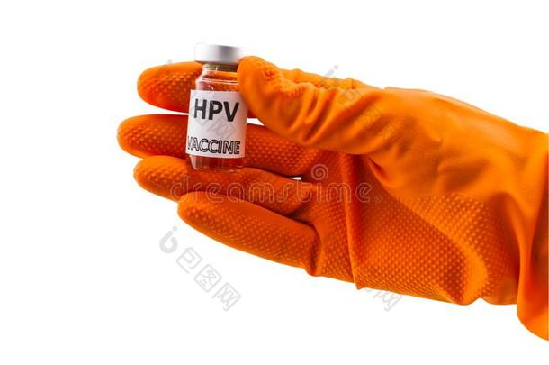 瓶子疫苗关于人乳头多瘤空泡病毒组病毒high-passagevirus高通道病毒疫苗采用红色的手套