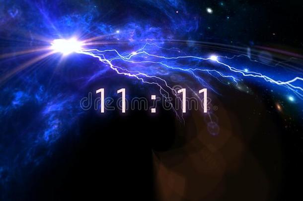 题词数字11:11向指已提到的人星系背景.算术是
