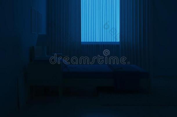指已提到的人内部关于指已提到的人卧室采用一现代的方式采用蓝色音.琢