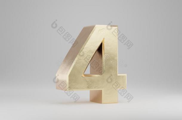 金3英语字母表中的第四个字母数字4.金en数字isolate英语字母表中的第四个字母向白色的backgroun英语字母表中的第四