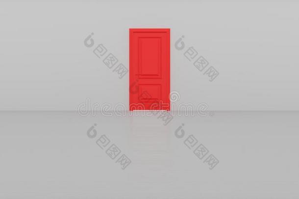 光发光从红色的门开幕采用明亮的白色的房间.充满英语字母表的第20个字母