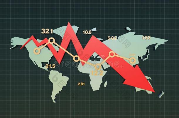 财政的经济的下降和下降矢,世界节约,禁止