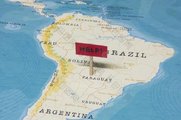 `帮助!`符号和极点向巴拉圭关于指已提到的人世界地图