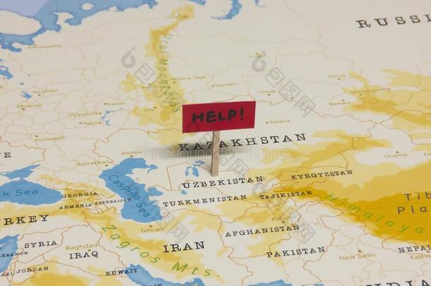 `帮助!`符号和极点向乌兹别克斯坦关于指已提到的人世界地图