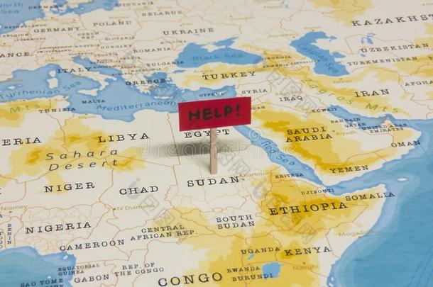 `帮助!`符号和极点向苏丹染料关于指已提到的人世界地图