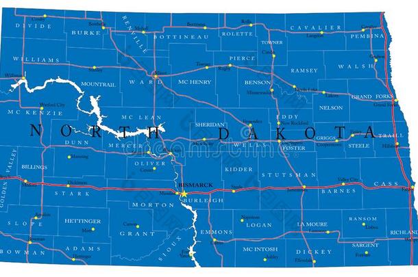 北方达科他国<strong>家政</strong>治的地图