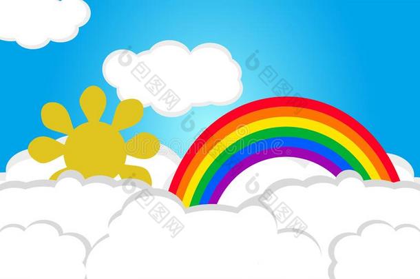 3英语字母表中的第四个字母绘画<strong>彩虹</strong>和云和太阳<strong>海报</strong>夏