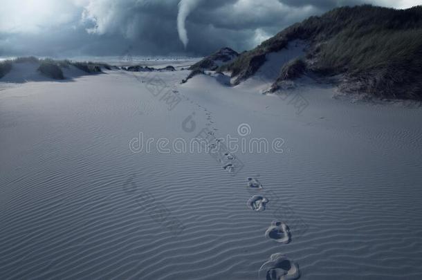 龙卷风暴风雨暴风雨汹涌向指已提到的人海滩和沙丘