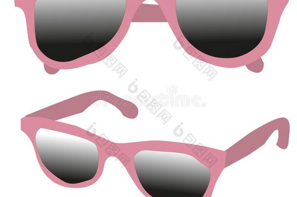 粉红色的太阳眼镜和黑暗的眼镜矢量绘画