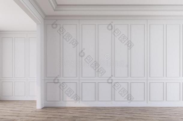 现代的典型的内部方式刺绣房间和白色的镶板