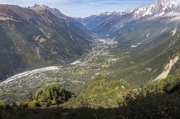 阿尔卑斯山的山峰,岩石和石头关于montane山地森林-白山丘采用指已提到的人法国