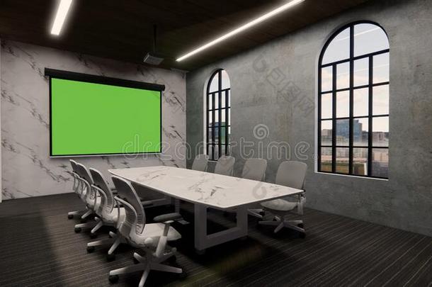 内部空的现代的阁楼办公室敞开的空间现代的办公室福塔