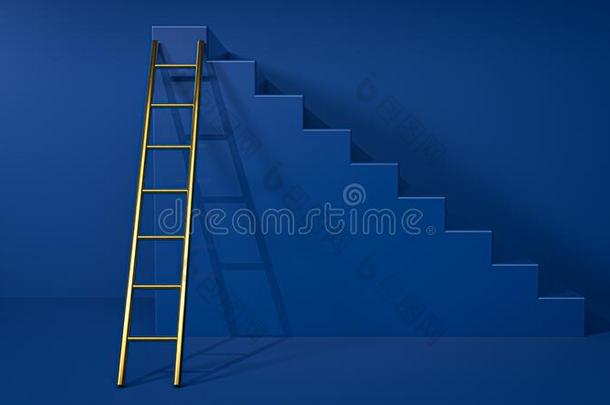 <strong>金色</strong>的梯子倾向向蓝色<strong>楼</strong>梯和重要的向指已提到的人向p.C向