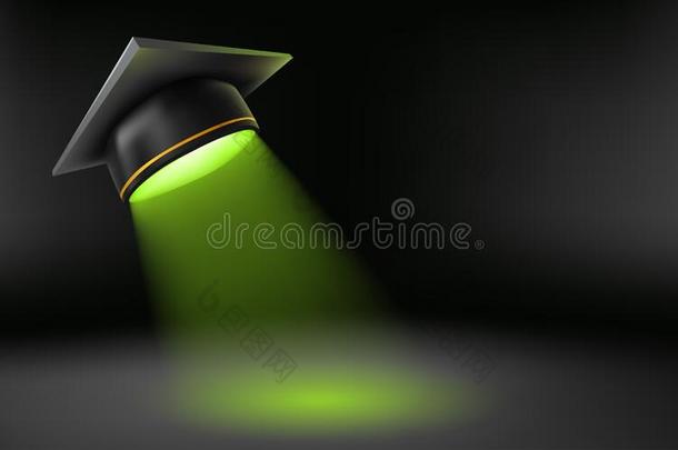 学士帽子绿色的光梁