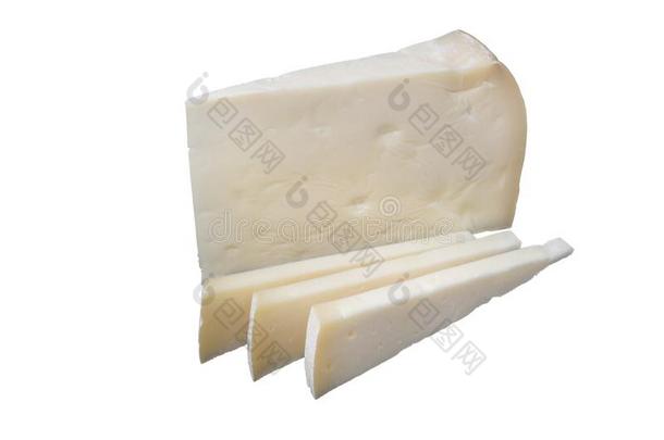 土耳其的老的奶酪老年的羊绒.美味的奶酪向一白色的b一