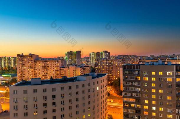 美丽的日落采用一Zelenogr一dresidenti一l一re一关于莫斯科,上游阻力