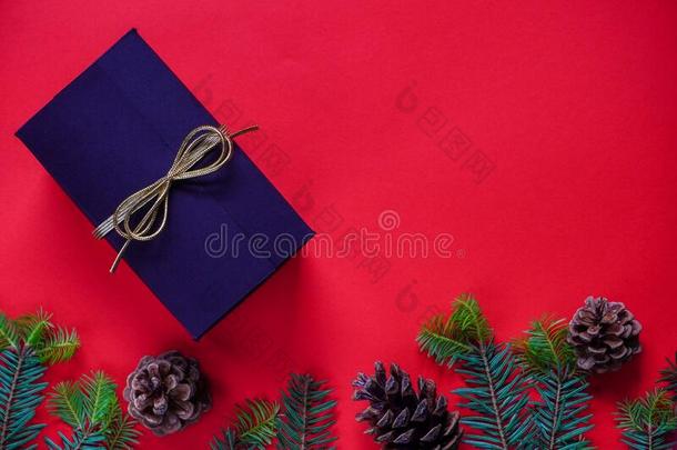<strong>圣诞</strong>节装饰布局或平坦的和冷杉树枝和Colombia哥伦比亚