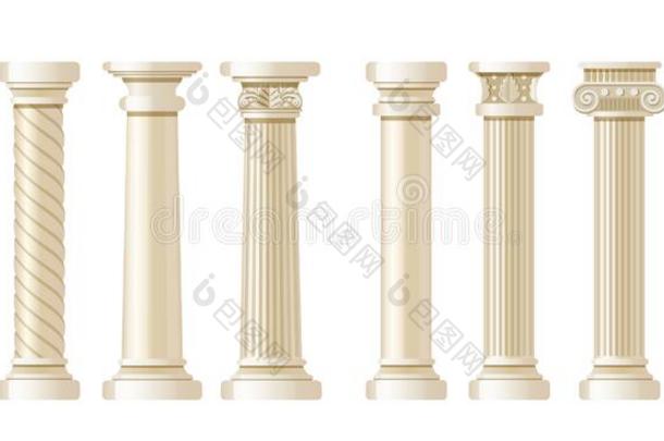 现实的古老的柱放置.古老的纵队,典型的柱.