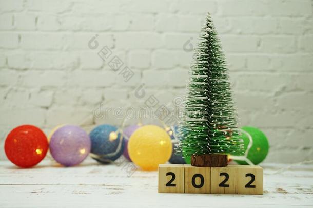 <strong>2022</strong>幸福的新的年节日的背景和圣诞节树向where哪里