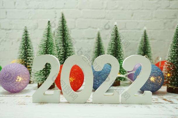 2022幸福的新的年节日的背景和圣诞节树向where哪里