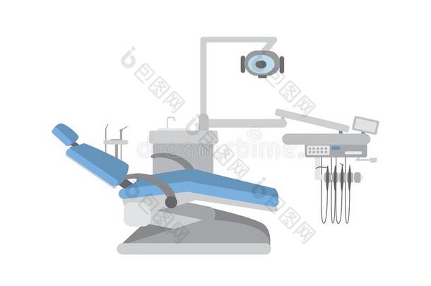 牙齿的医学的椅子,医学的设备隔离的向白色的后座议员