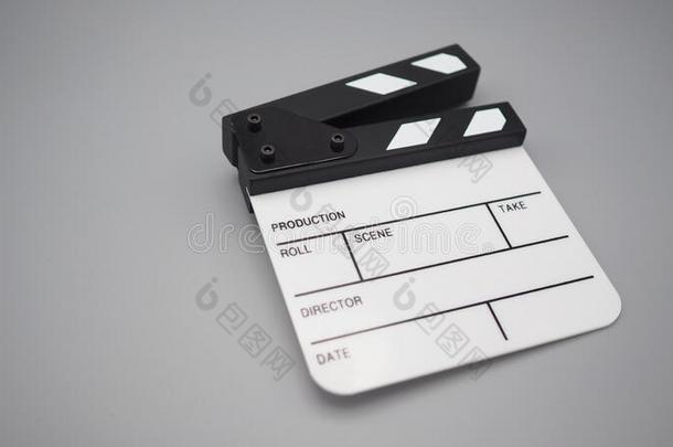 白色的<strong>拍板</strong>或电影板岩使用采用磁带录像生产,影片,