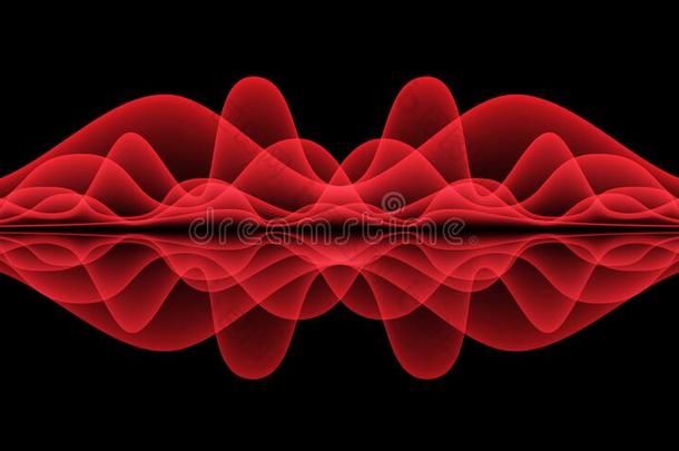 抽象的红色的波浪弧线向黑的设计现代的未来的后面